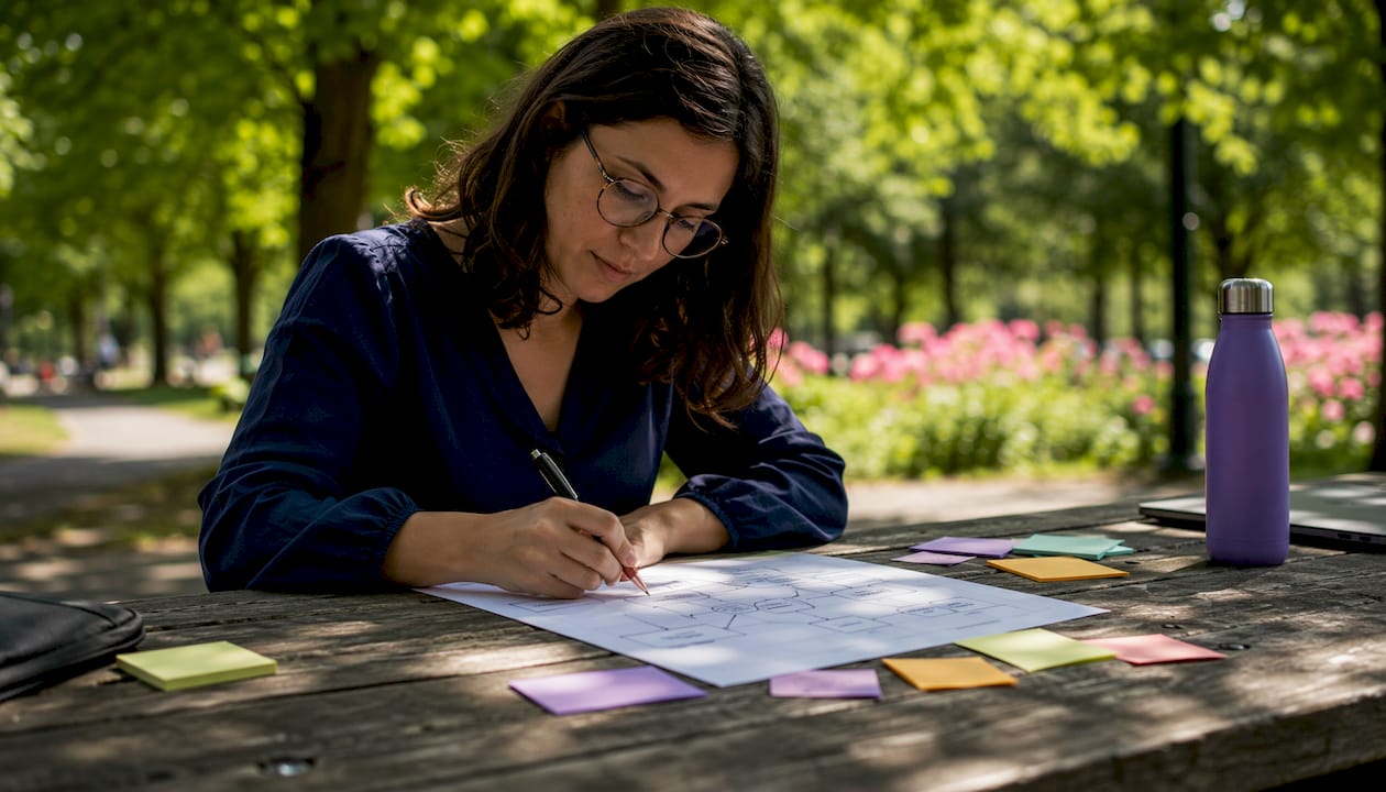 Business analyst mapping workflow steps