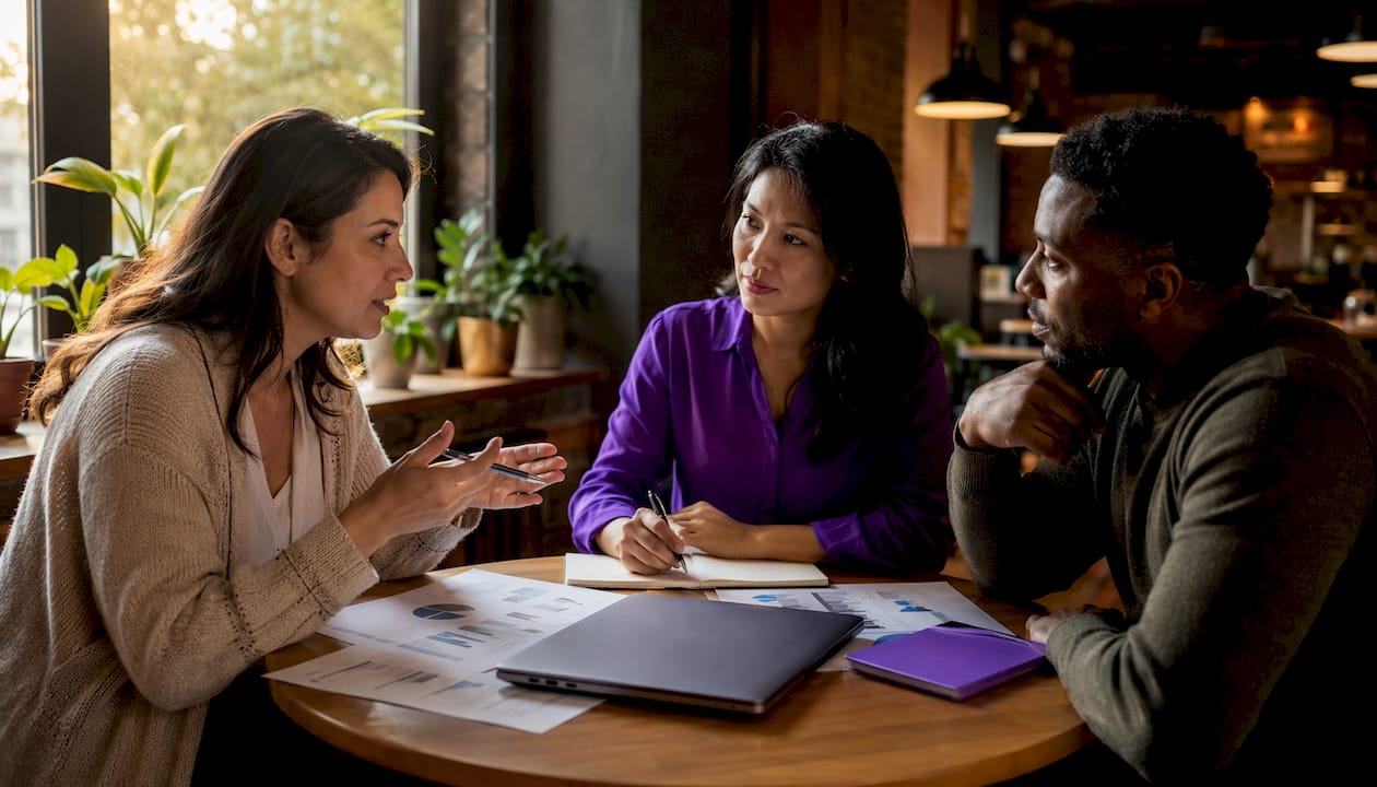 Professionals collaborating on workflow challenges