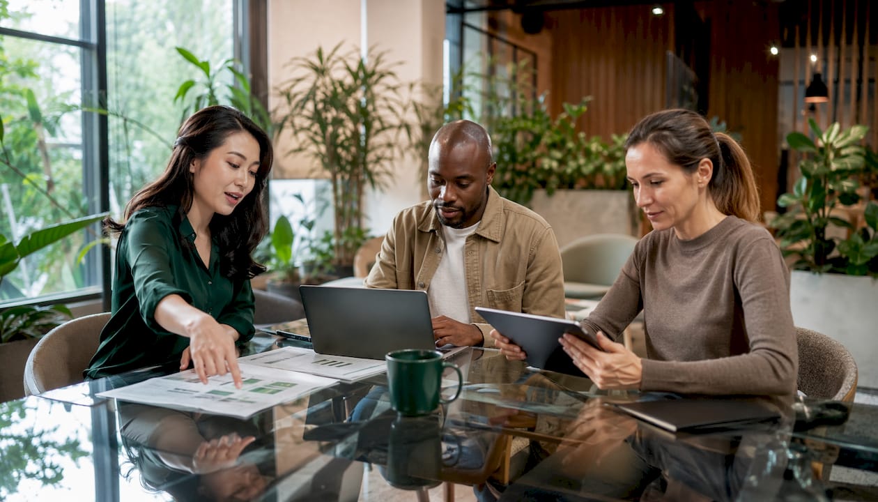 Agency team collaborating on sales platform