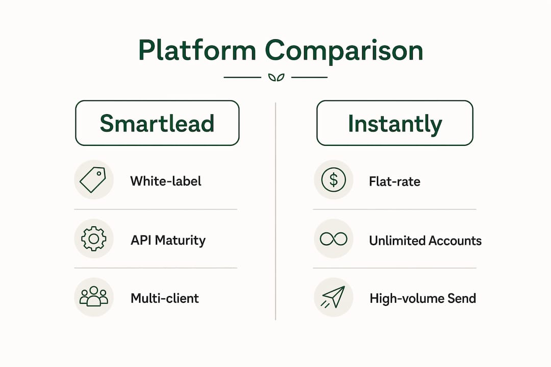 Infographic comparing Smartlead and Instantly features