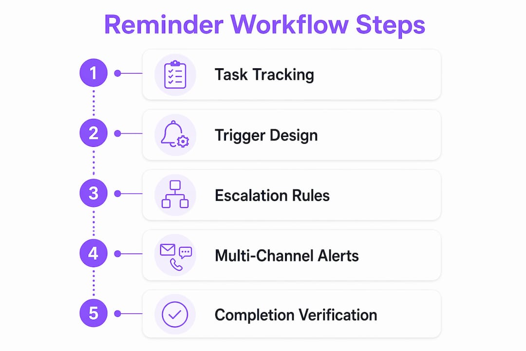 Infographic illustrating deadline reminder workflow steps