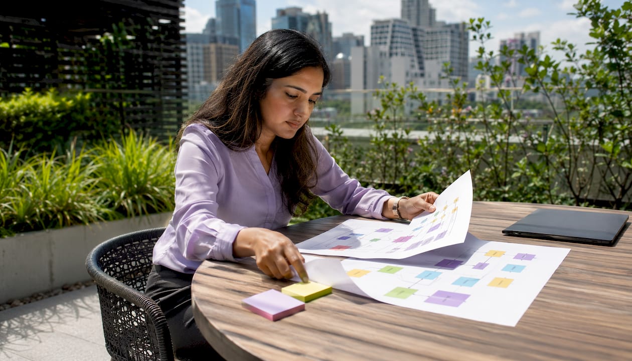 Ops team member reviewing workflow map