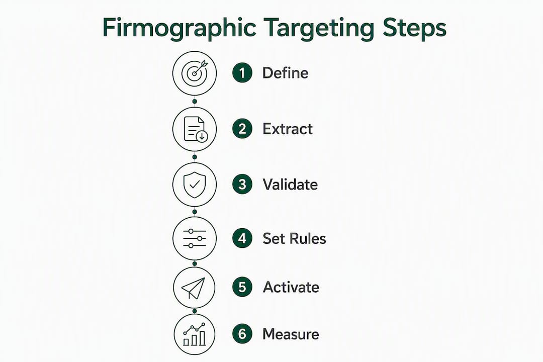 Infographic showing firmographic targeting process steps