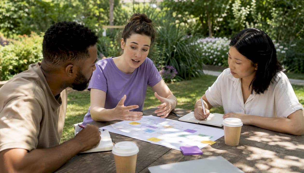 Operations team using workflow tools in meeting