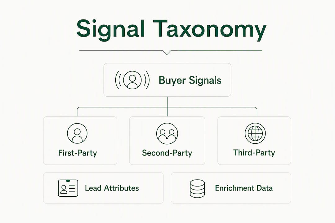 Hierarchy infographic of buyer intent signal types