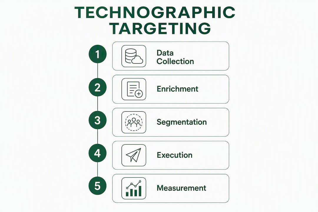 Infographic showing technographic targeting steps