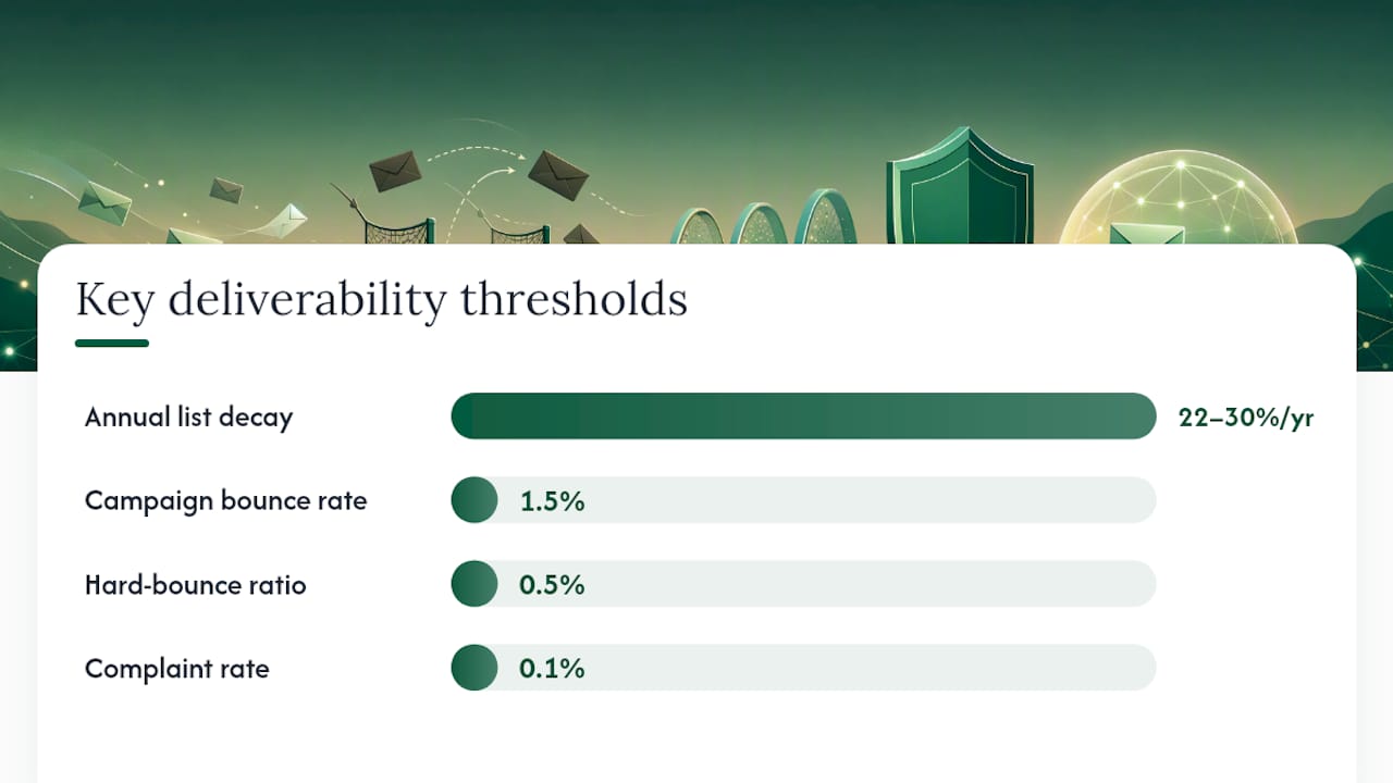 Diagram of email deliverability metrics and best practices