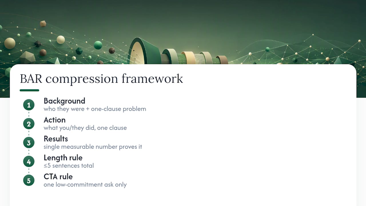 How to Compress a Case Study Using the BAR Framework — overview diagram