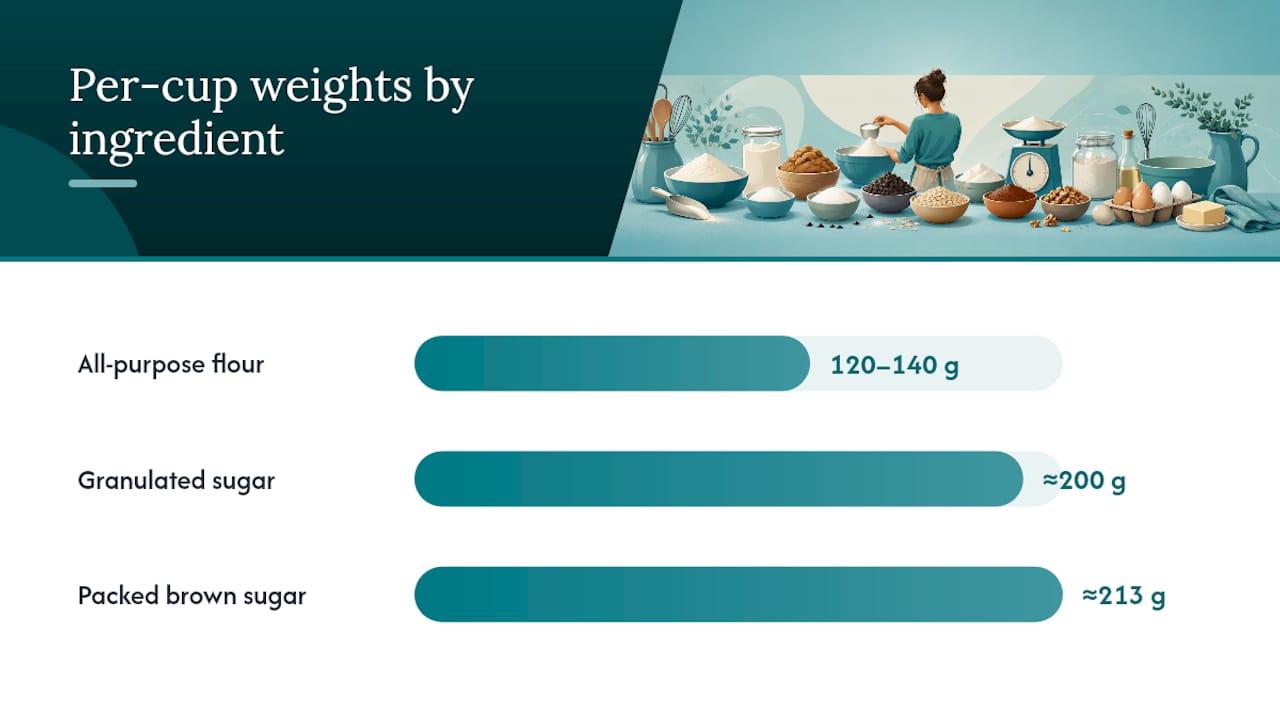 Ingredient density weights compared by cup
