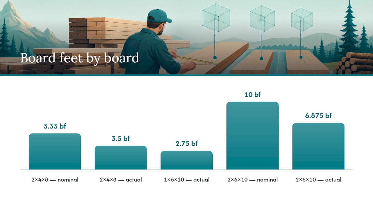 Worked examples for common lumber sizes — overview diagram
