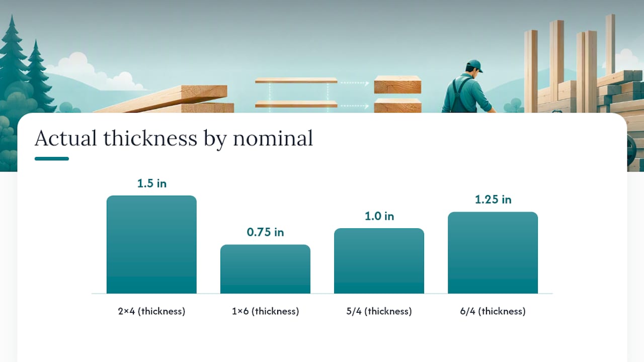 Nominal vs. actual sizes: why your 2×4 isn't 2 inches — overview diagram