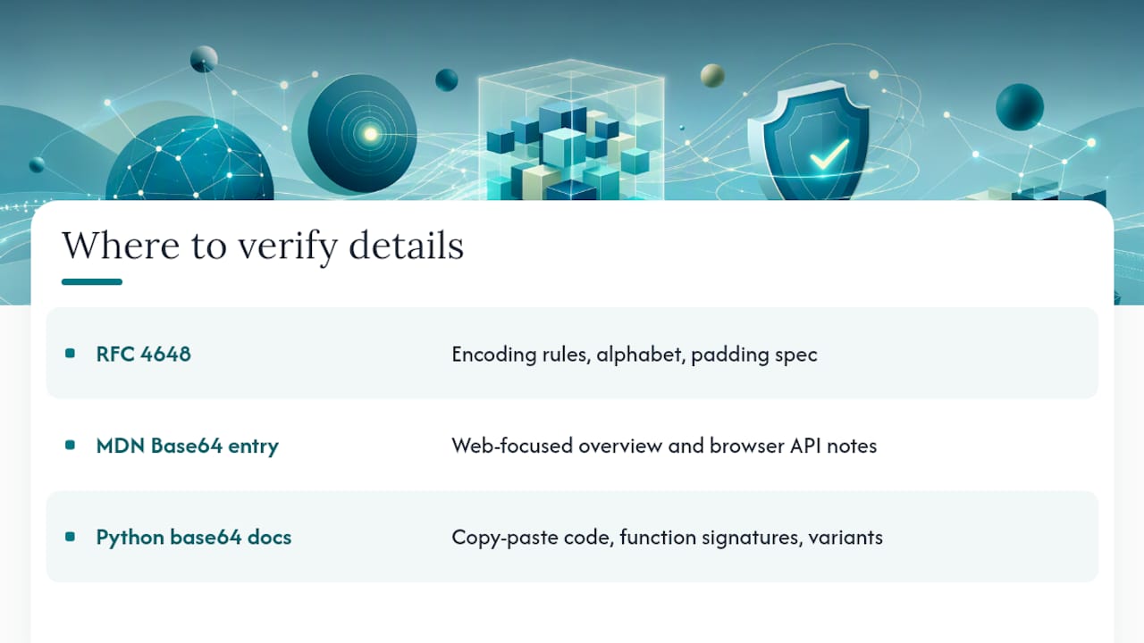 Where to Verify the Details Yourself — overview diagram