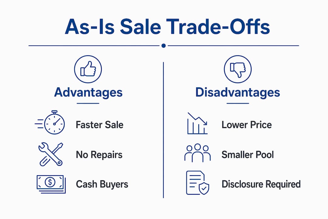 Infographic comparing pros and cons of as-is home sales