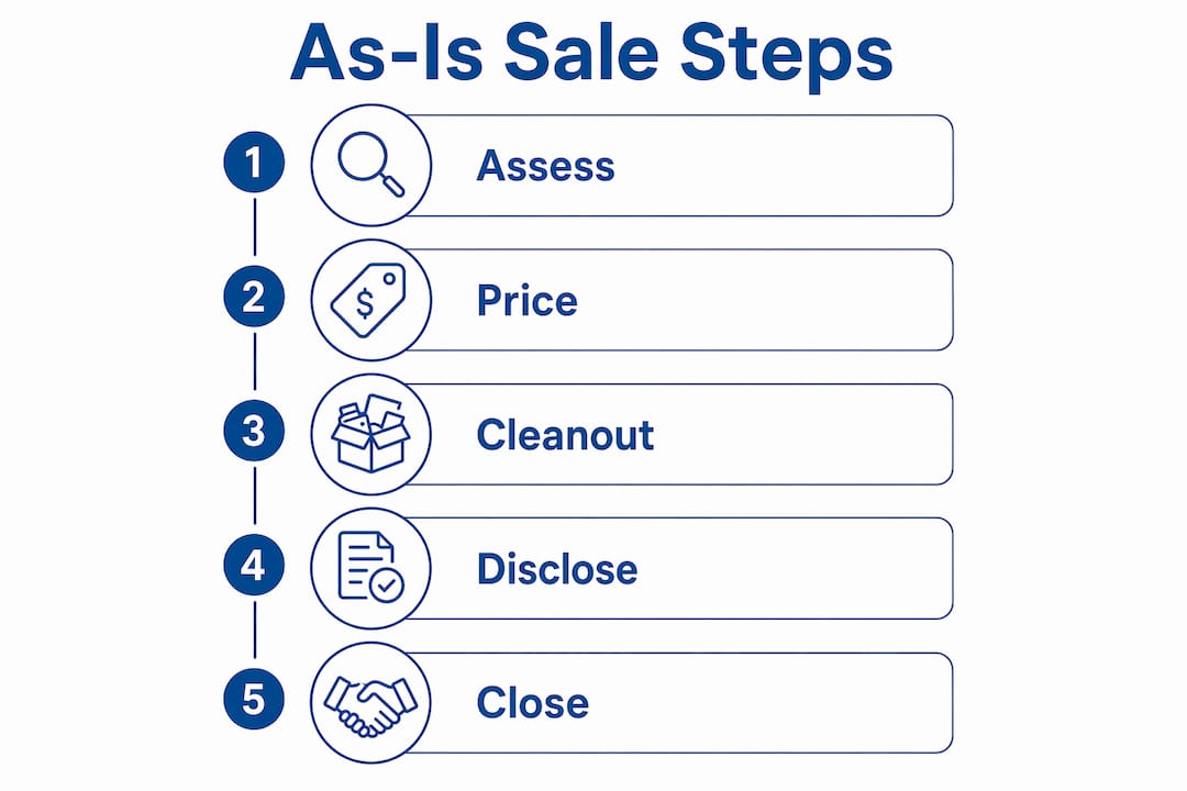 Infographic outlining steps to sell inherited house as-is