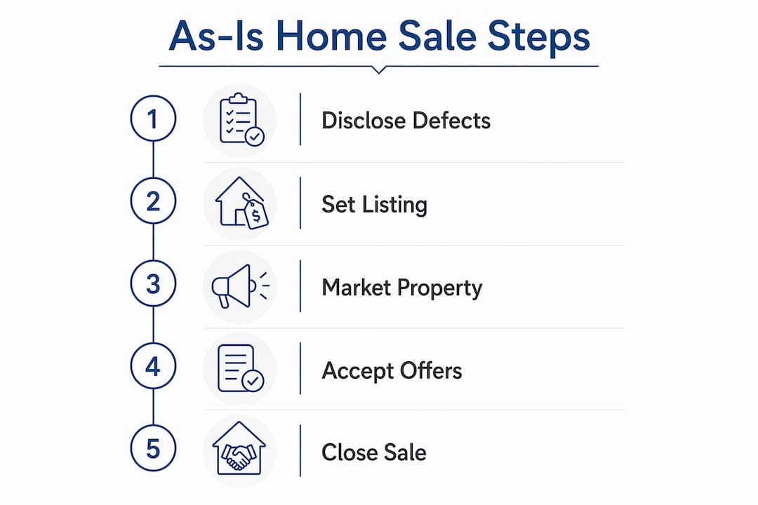Infographic showing as-is home sale process steps