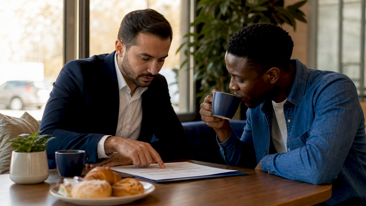 Real estate agent advising homeowner on sale tips