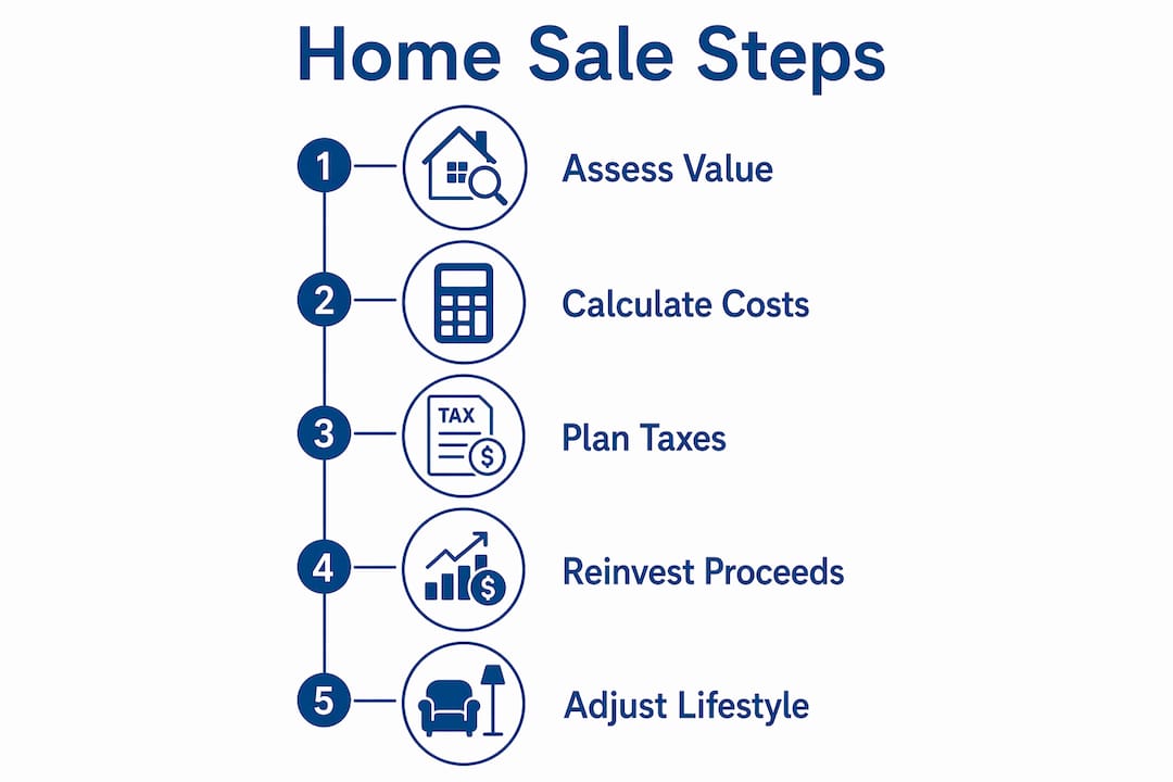 Infographic showing home sale steps in retirement planning