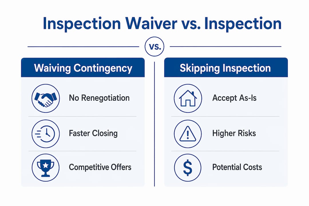 Infographic comparing waiver and skipping inspections