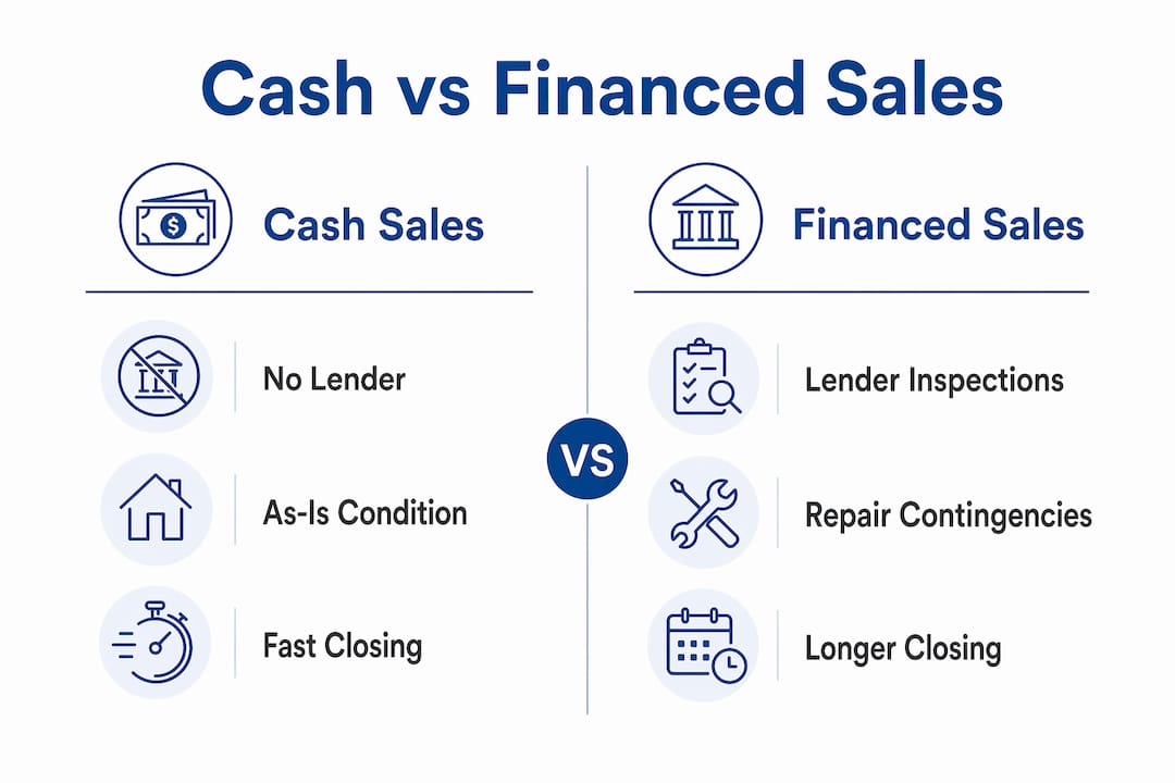 Infographic comparing cash and financed home sales