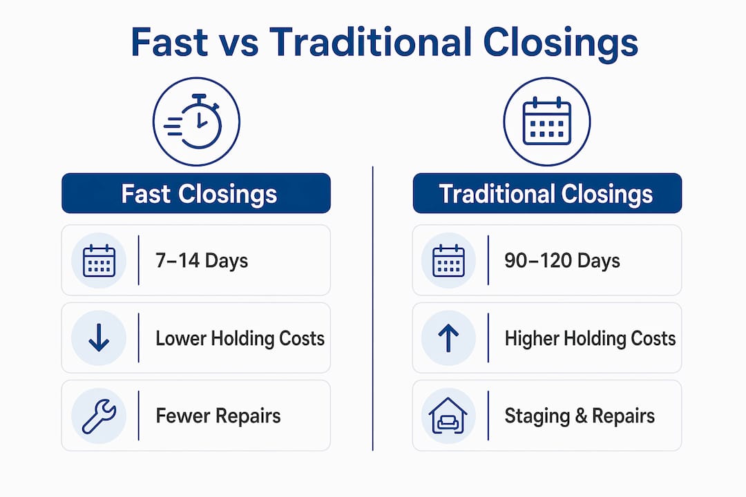 Infographic comparing fast and traditional home closings