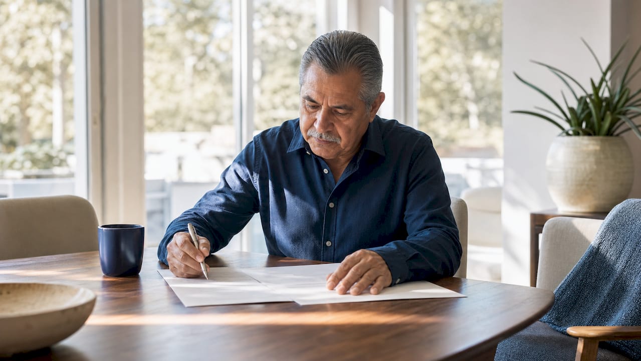 Hands reviewing home sale contract