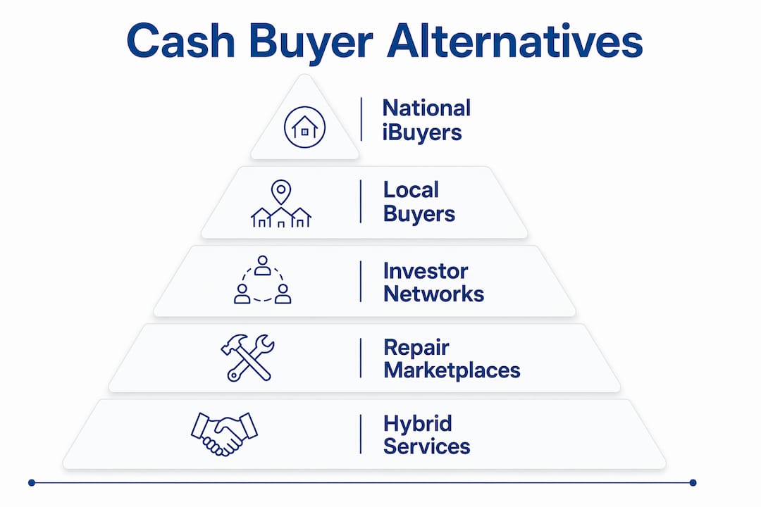 Infographic showing hierarchy of cash home buyer alternatives
