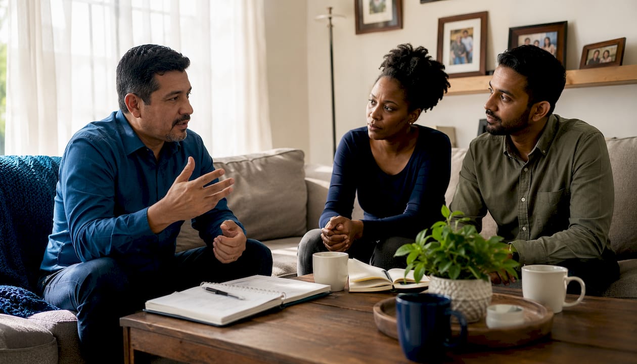 Family discussing inherited property issues