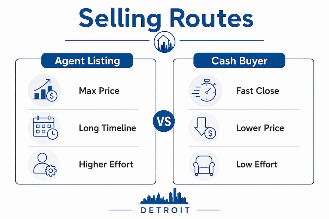 Comparison infographic of inherited home selling routes