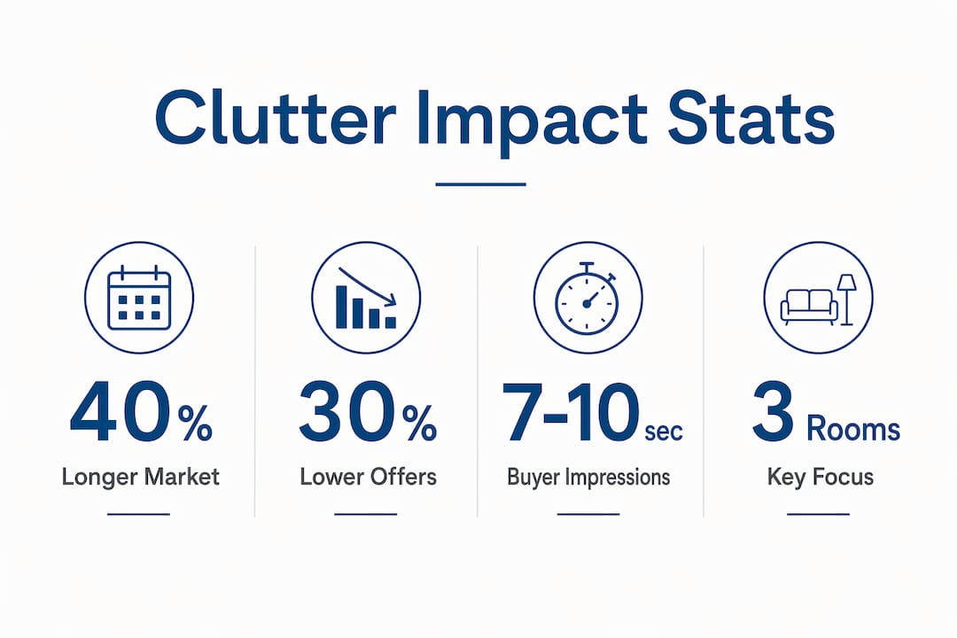 Infographic showing clutter impact statistics on home sales