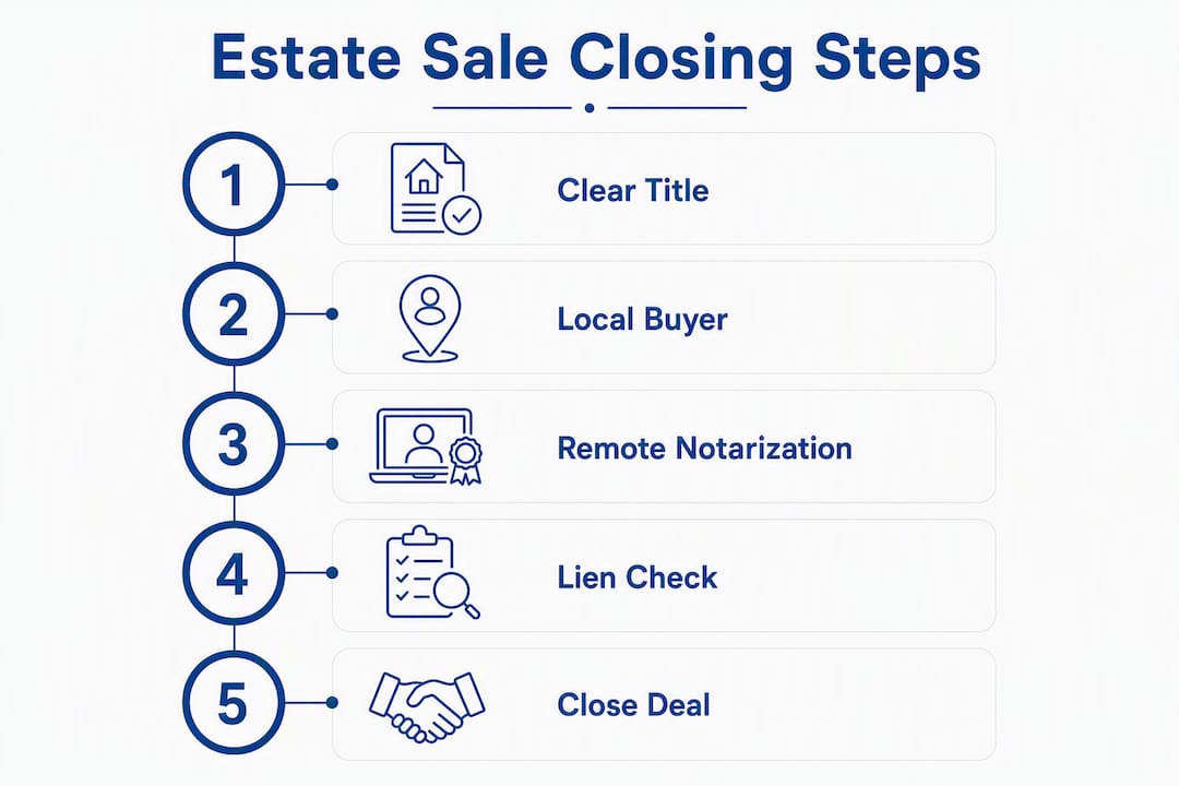 Infographic illustrating estate sale closing steps