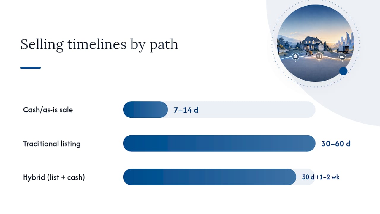 Timeline comparison of selling paths