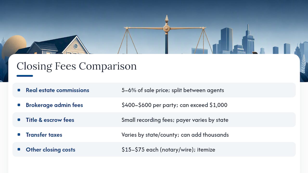 Breakdown of common traditional home sale fees