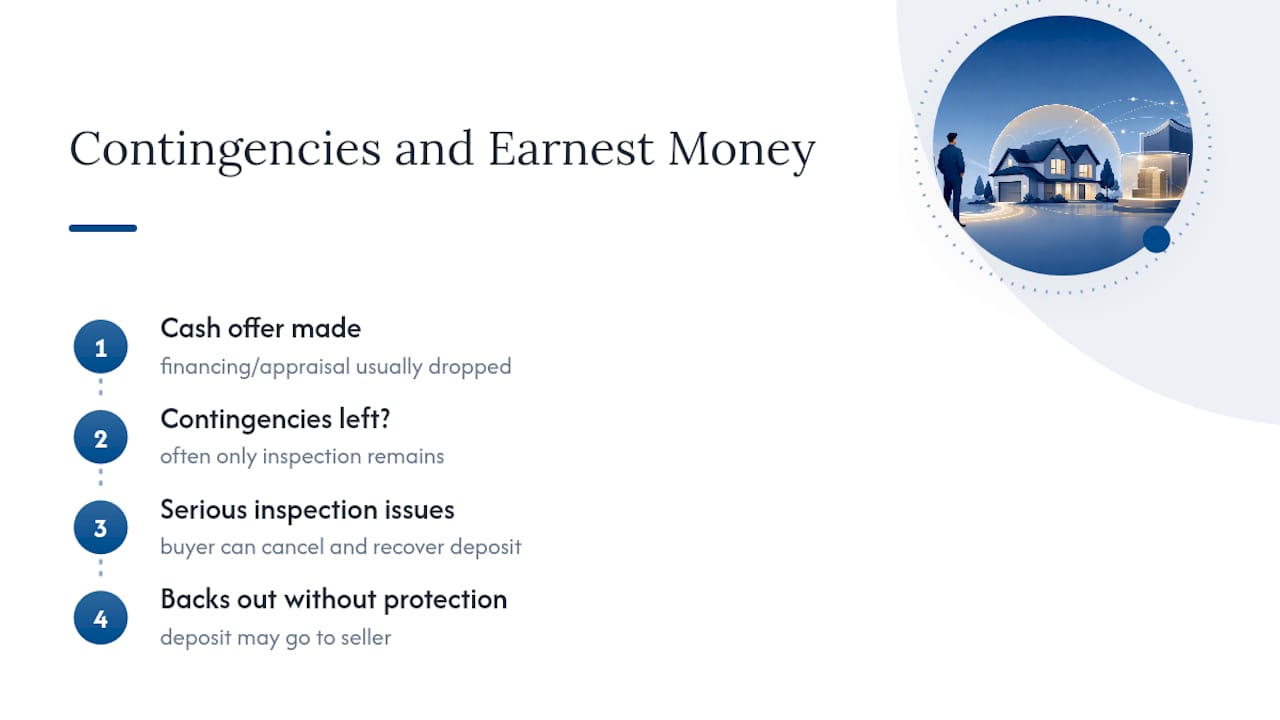Cash offer contingency and deposit flow