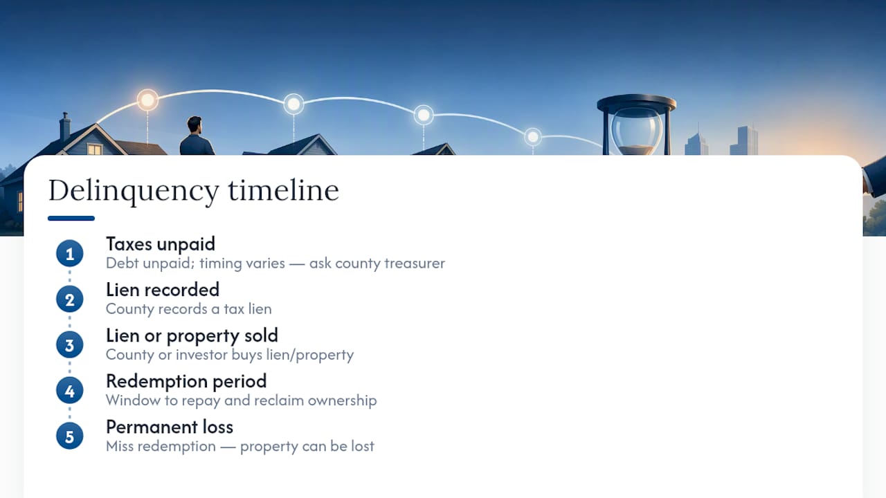 Property tax delinquency and redemption timeline