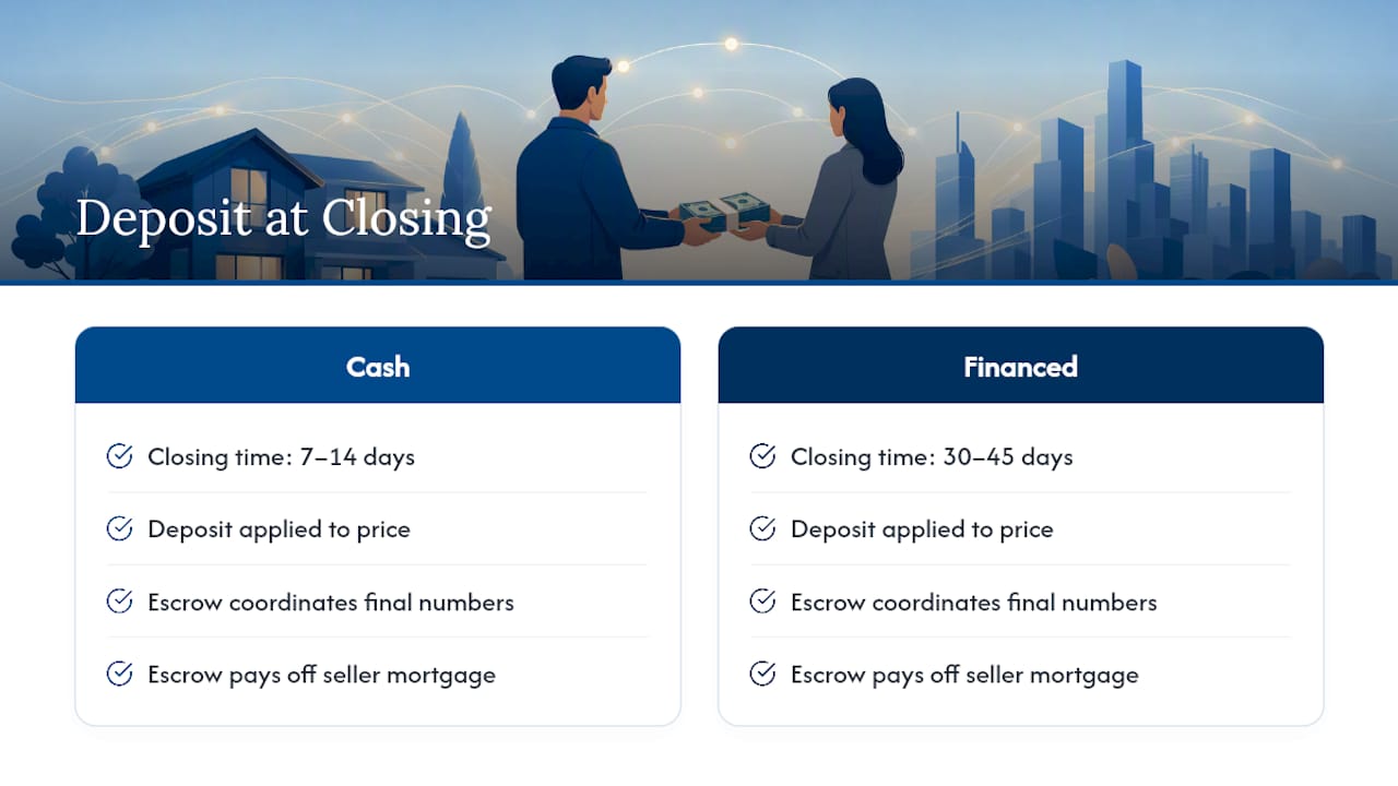 Cash and financed closing timelines compared