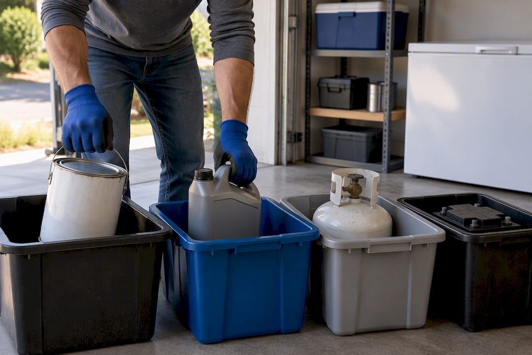 Household hazardous items prepared for removal