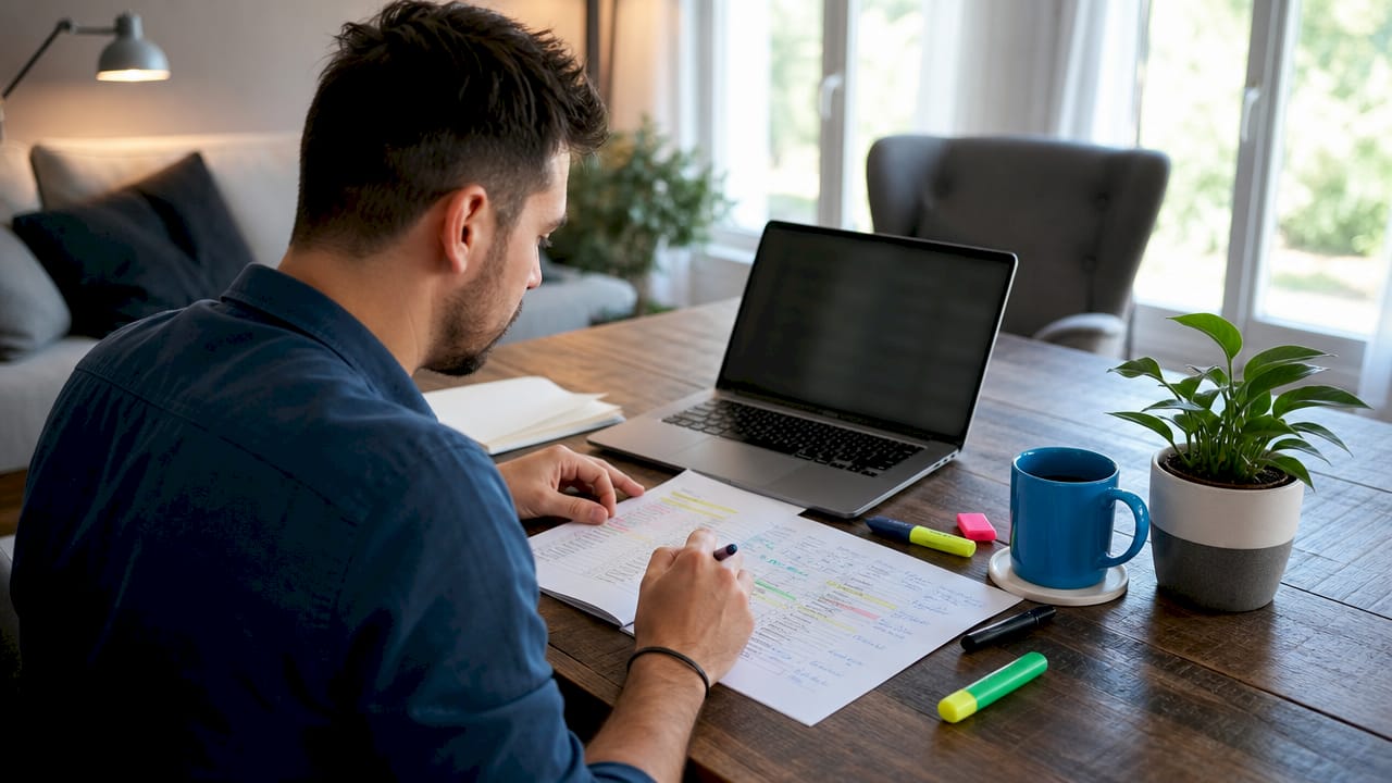 Hands typing on keyboard with SEO checklist