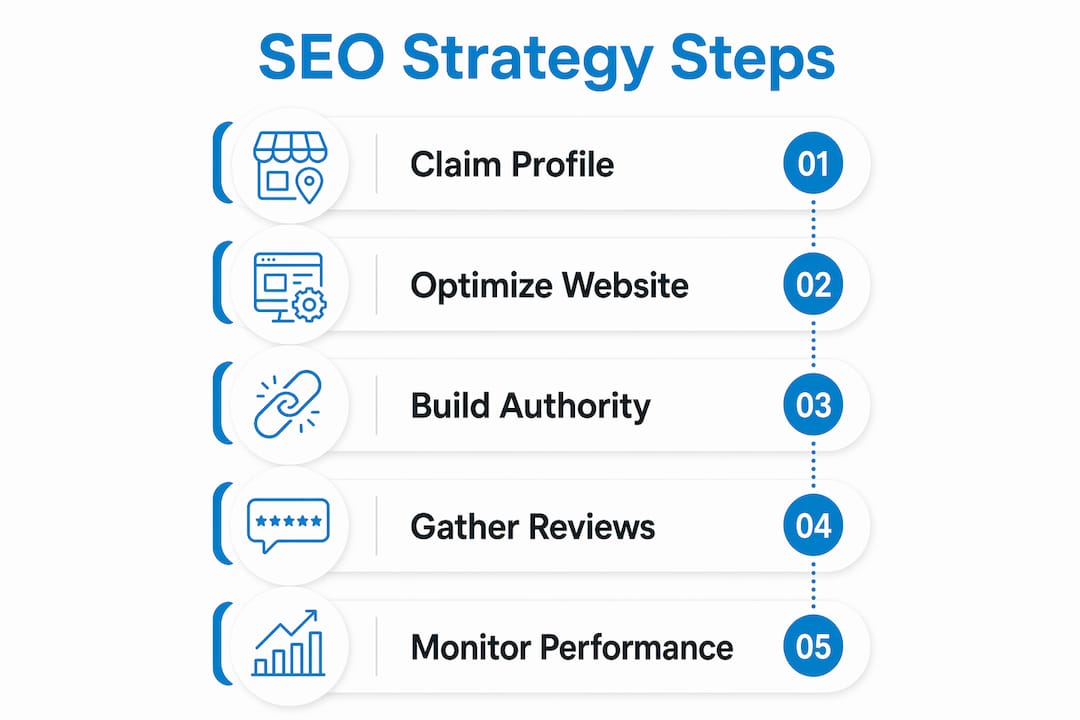 Infographic of restaurant SEO strategy steps