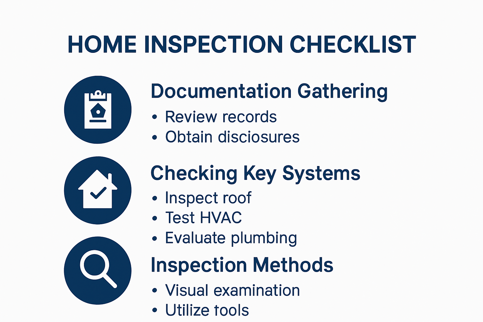Visual summary of the home inspection checklist process