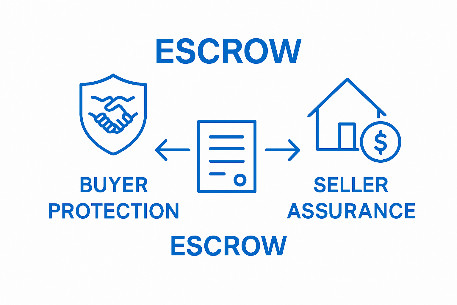 Infographic illustrating buyer and seller protection roles in escrow