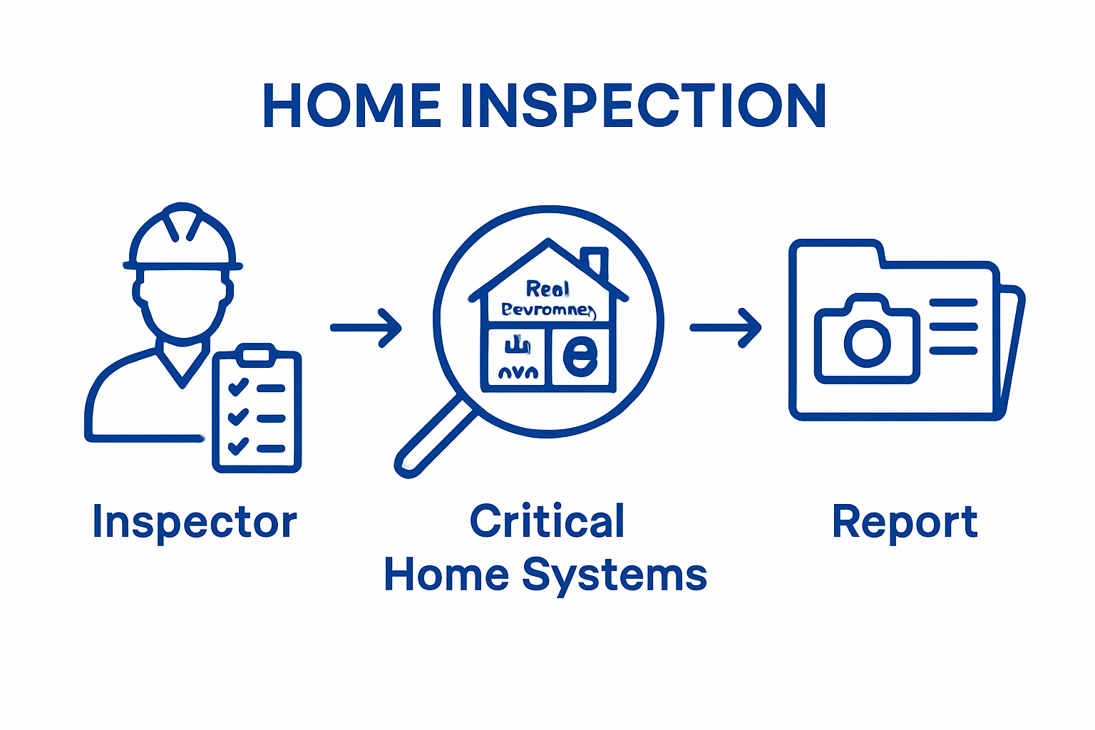 Three-step home inspection workflow: checklist, inspection, documentation