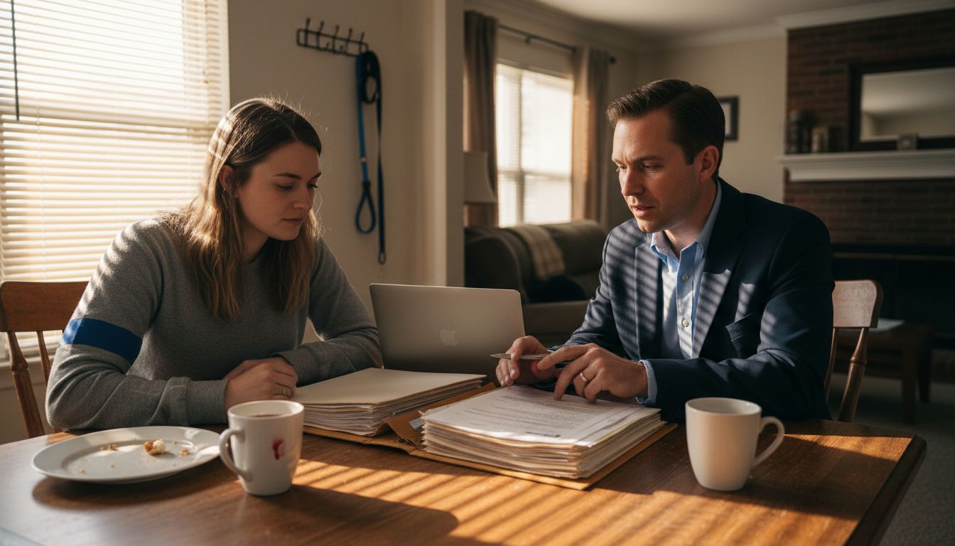Couple and broker reviewing home finance documents