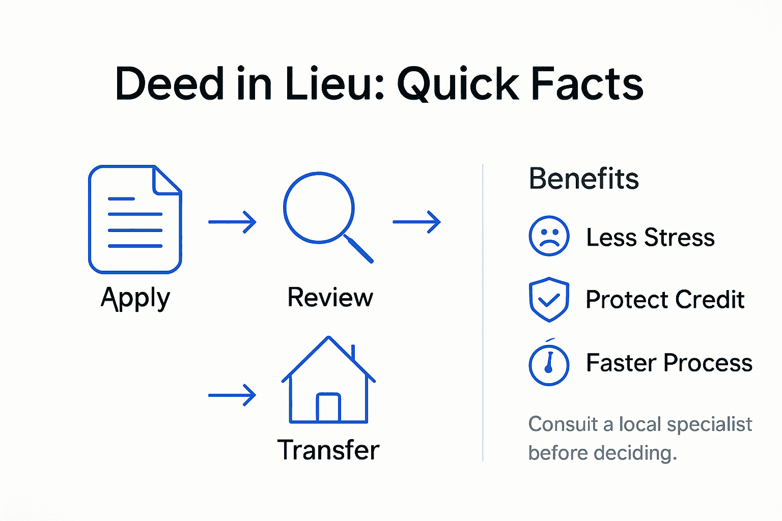 Infographic with deed in lieu steps and benefits