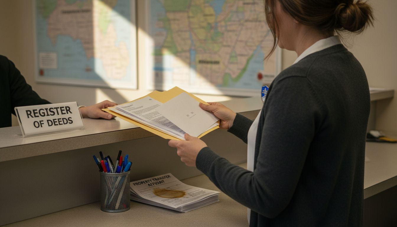 Submitting documents at county register counter