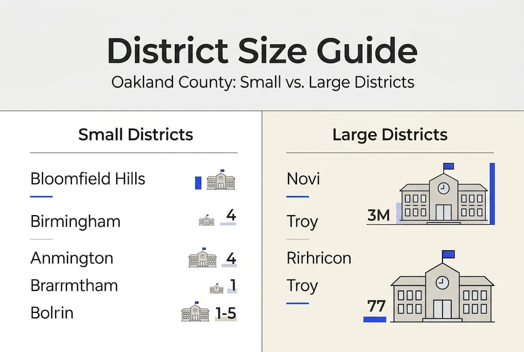 Infographic comparing small and large Oakland districts