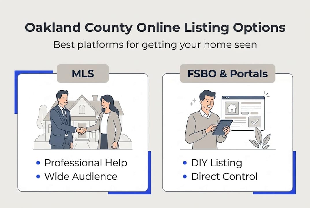 Infographic showing online home listing options