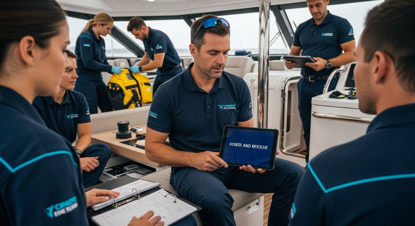 yacht emergency debrief assessment