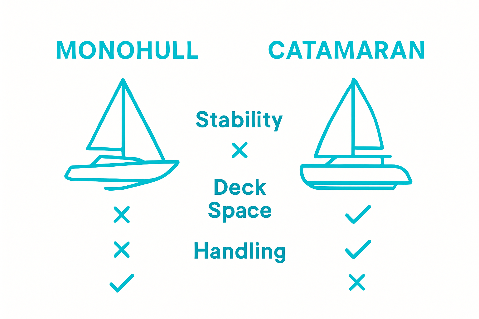Monohull vs catamaran beginner yacht comparison infographic