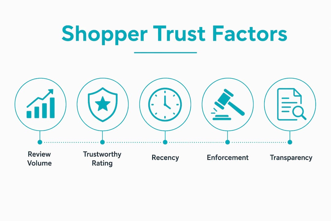 Infographic showing key factors influencing shopper trust
