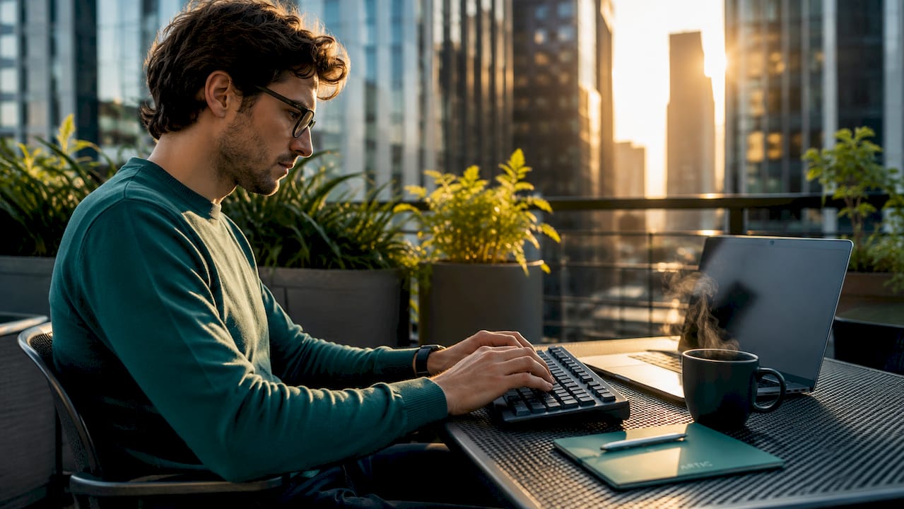 Mans treballant en un teclat durant una auditoria digital entre empreses